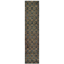 2' X 10' Blue And Gold Oriental Power Loom Stain Resistant Runner Rug