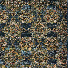 2' X 10' Blue And Gold Oriental Power Loom Stain Resistant Runner Rug