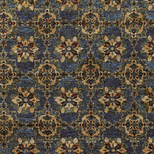 3' X 5' Blue And Gold Oriental Power Loom Stain Resistant Area Rug