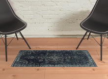 2' X 3' Blue And Brown Oriental Power Loom Stain Resistant Area Rug