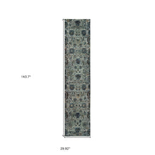 2' X 10' Blue And Navy Oriental Power Loom Stain Resistant Runner Rug