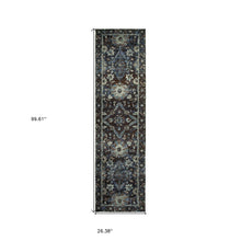 2' X 8' Navy And Blue Oriental Power Loom Stain Resistant Runner Rug