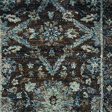 2' X 10' Navy And Blue Oriental Power Loom Stain Resistant Runner Rug