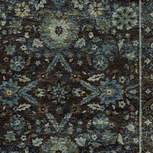 5' X 7' Navy And Blue Oriental Power Loom Stain Resistant Area Rug