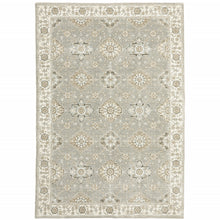 10' X 13' Grey Ivory Tan Brown And Gold Oriental Power Loom Stain Resistant Area Rug