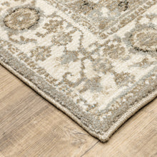 2' X 3' Grey Ivory Tan Brown And Gold Oriental Power Loom Stain Resistant Area Rug