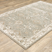 2' X 3' Grey Ivory Tan Brown And Gold Oriental Power Loom Stain Resistant Area Rug