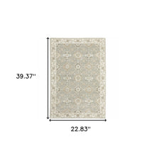 2' X 3' Grey Ivory Tan Brown And Gold Oriental Power Loom Stain Resistant Area Rug