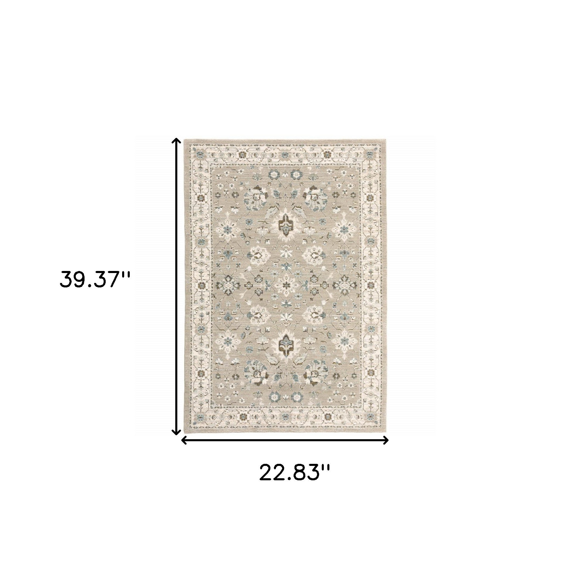 2' X 3' Beige Ivory Blue Green And Purple Oriental Power Loom Stain Resistant Area Rug