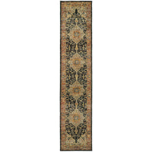 2' X 10' Gold And Black Oriental Power Loom Runner Rug