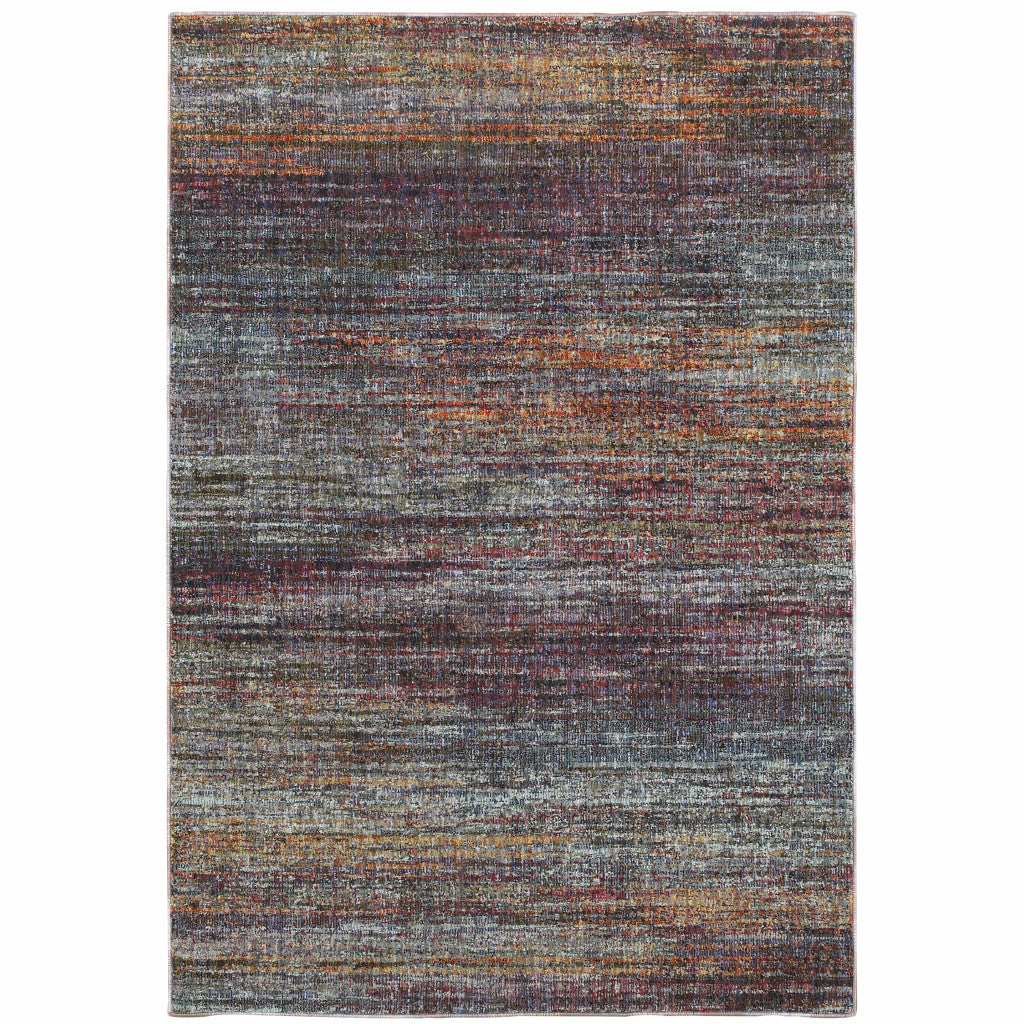 2' X 3' Blue Grey Gold Purple And Teal Abstract Power Loom Stain Resistant Area Rug