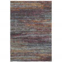 2' X 3' Blue Grey Gold Purple And Teal Abstract Power Loom Stain Resistant Area Rug