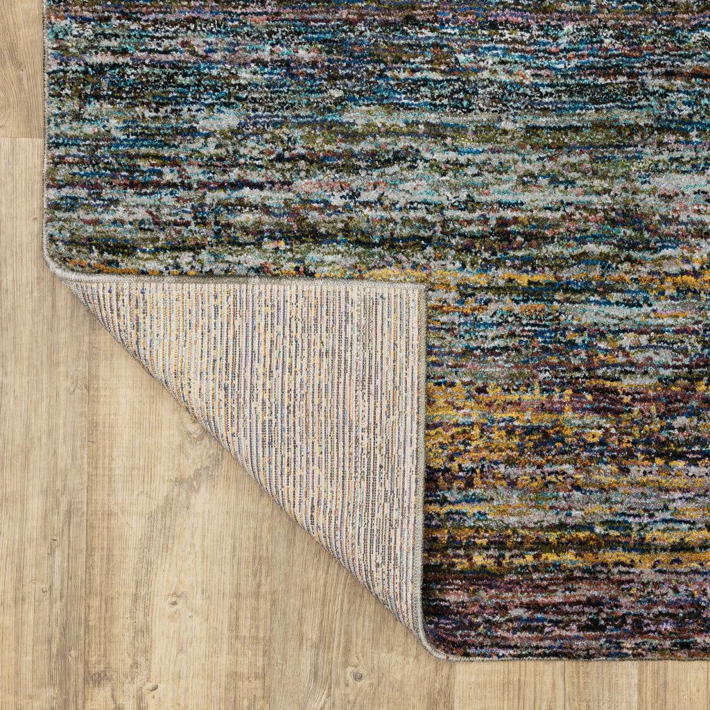 2' X 3' Blue Grey Gold Purple And Teal Abstract Power Loom Stain Resistant Area Rug