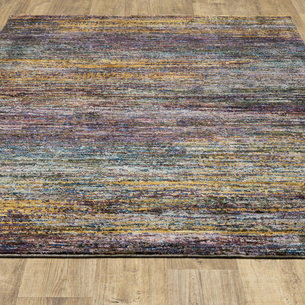 2' X 3' Blue Grey Gold Purple And Teal Abstract Power Loom Stain Resistant Area Rug