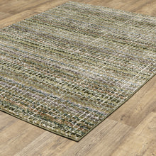2' X 3' Green Green Grey And Purple Abstract Power Loom Stain Resistant Area Rug