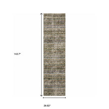 2' X 10' Green Abstract Power Loom Runner Rug