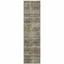 2' X 10' Green Abstract Power Loom Runner Rug