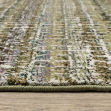 2' X 10' Green Abstract Power Loom Runner Rug