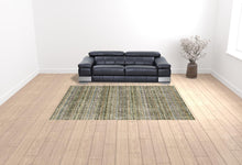 9' X 12' Green Green Grey And Purple Abstract Power Loom Stain Resistant Area Rug