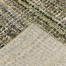 9' X 12' Green Green Grey And Purple Abstract Power Loom Stain Resistant Area Rug