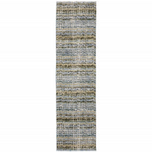 2' X 8' Blue Green Teal And Grey Abstract Power Loom Stain Resistant Runner Rug