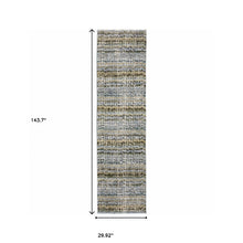 2' X 10' Blue Green Teal And Grey Abstract Power Loom Stain Resistant Runner Rug