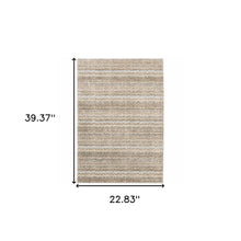 2' X 3' Ivory Grey Tan And Brown Abstract Power Loom Stain Resistant Area Rug