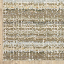 2' X 8' Ivory Grey Tan And Brown Abstract Power Loom Stain Resistant Runner Rug