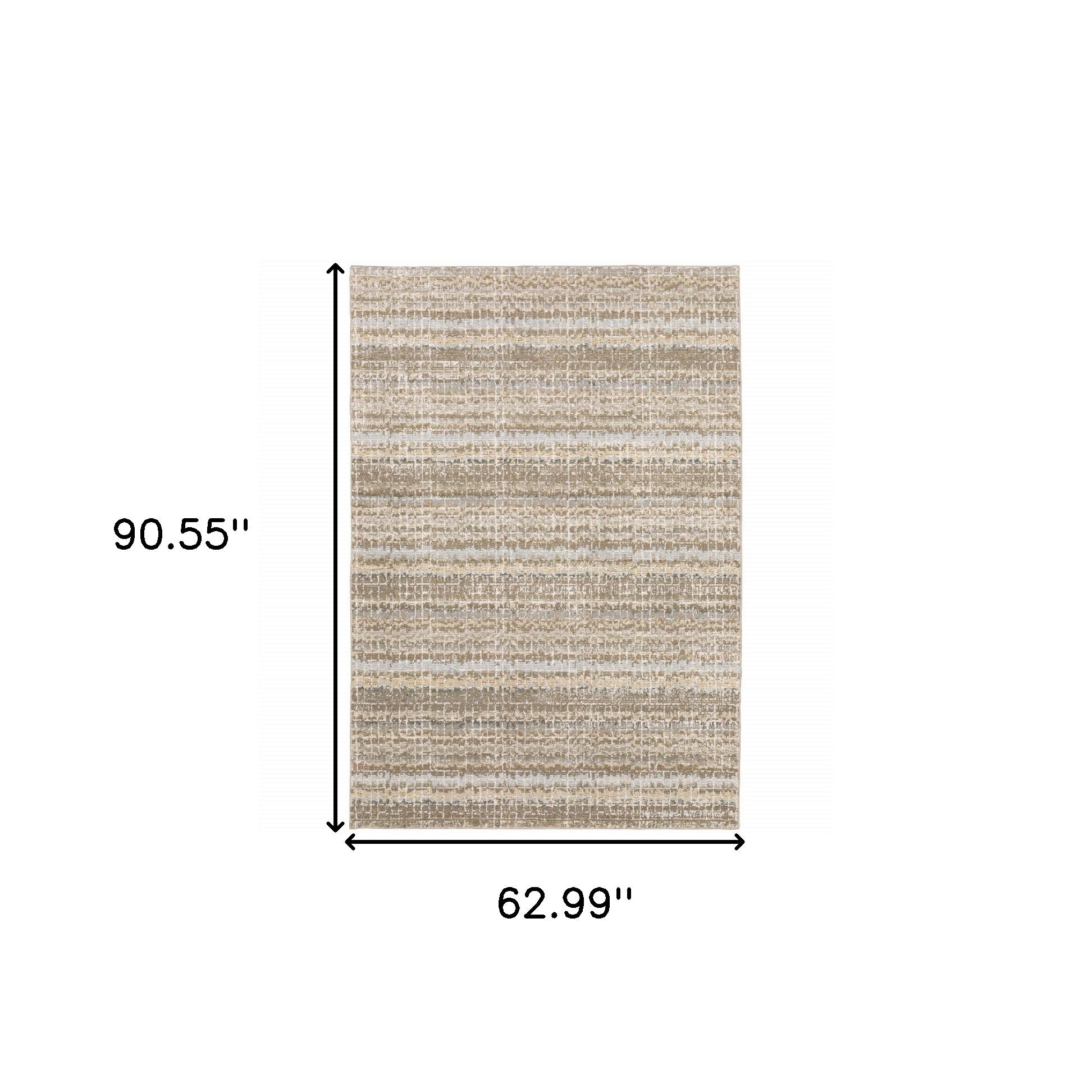 5' X 7' Ivory Grey Tan And Brown Abstract Power Loom Stain Resistant Area Rug