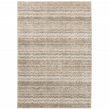 5' X 7' Ivory Grey Tan And Brown Abstract Power Loom Stain Resistant Area Rug