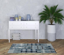 3' X 5' Blue Geometric Power Loom Stain Resistant Area Rug