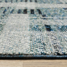 3' X 5' Blue Geometric Power Loom Stain Resistant Area Rug