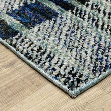 9' X 12' Blue Geometric Power Loom Stain Resistant Area Rug