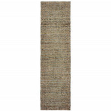 2' X 8' Silver Gold Rust And Blue Green Geometric Power Loom Stain Resistant Runner Rug