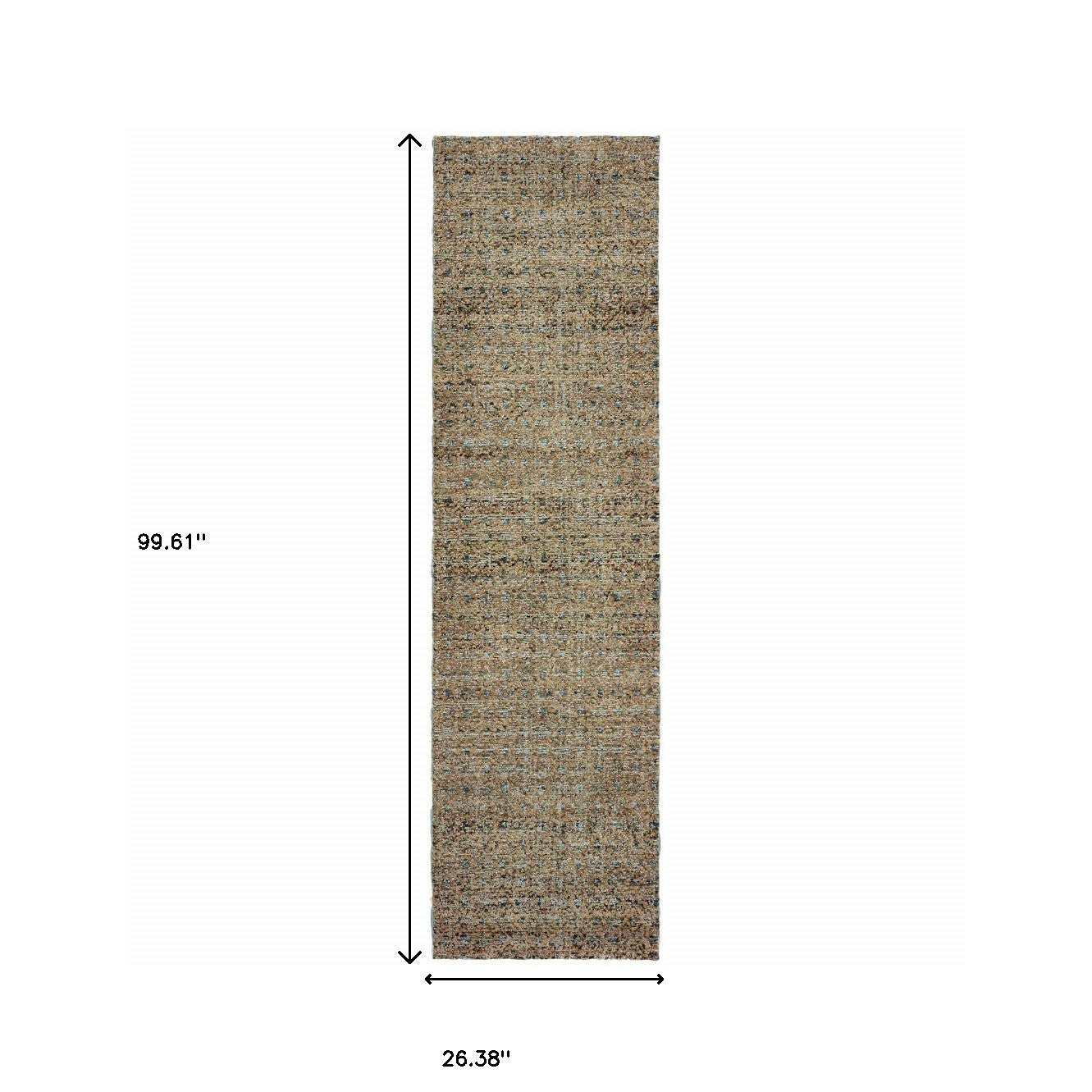 2' X 8' Silver Gold Rust And Blue Green Geometric Power Loom Stain Resistant Runner Rug