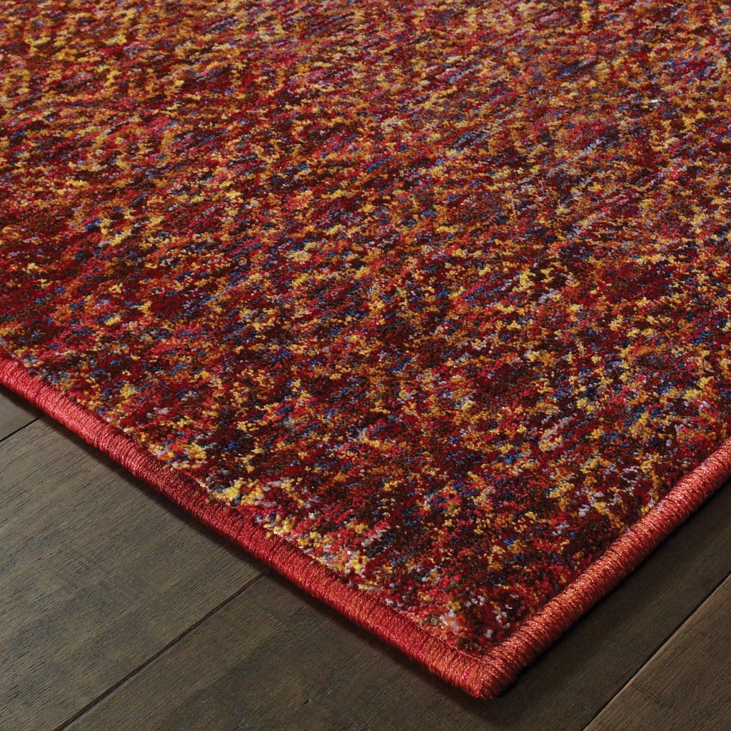 2' X 8' Red Gold And Blue Geometric Power Loom Stain Resistant Runner Rug