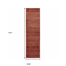 2' X 10' Red Gold And Blue Geometric Power Loom Stain Resistant Runner Rug