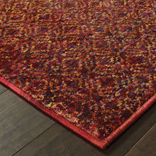 6' X 9' Red Gold And Blue Geometric Power Loom Stain Resistant Area Rug