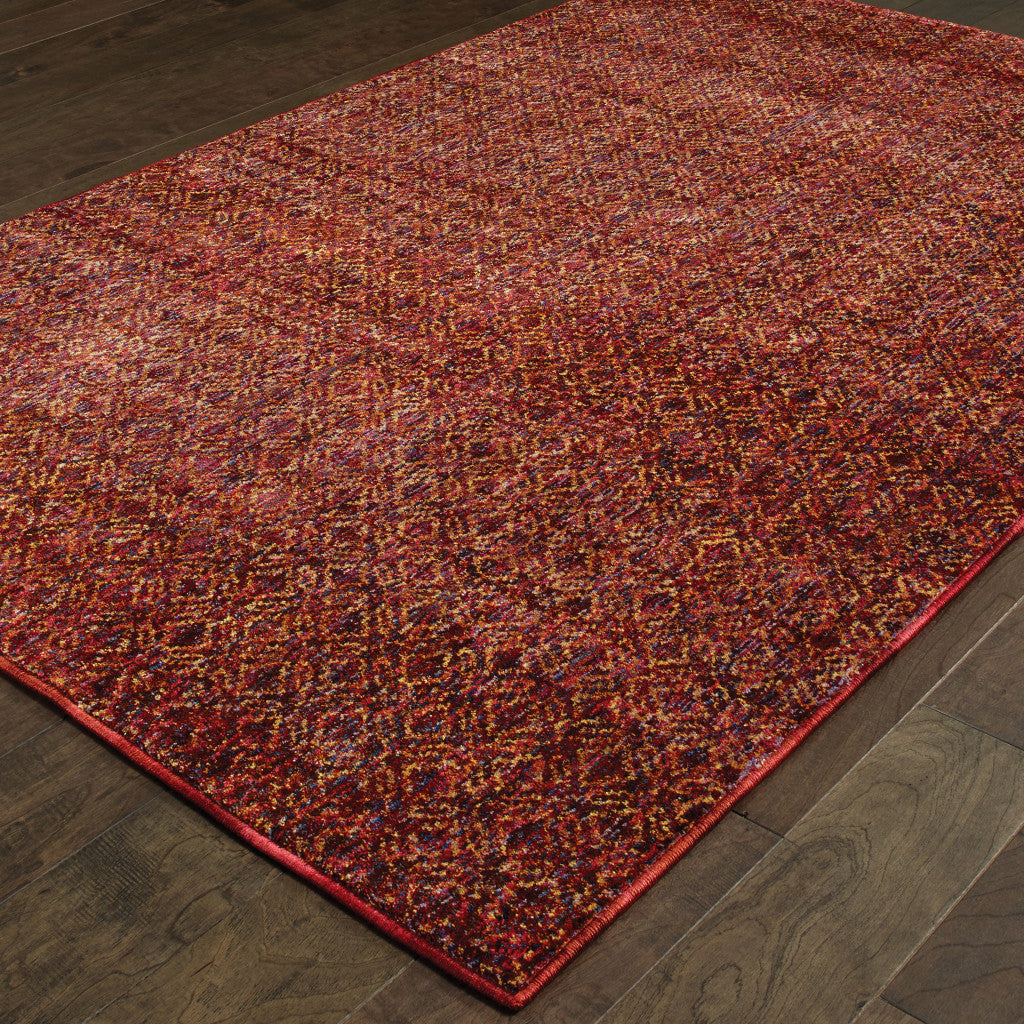 6' X 9' Red Gold And Blue Geometric Power Loom Stain Resistant Area Rug
