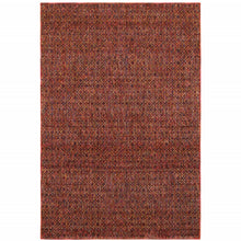 9' X 12' Red Gold And Blue Geometric Power Loom Stain Resistant Area Rug
