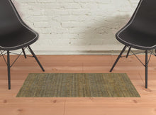 2' X 3' Brown Gold Rust Blue And Green Geometric Power Loom Stain Resistant Area Rug