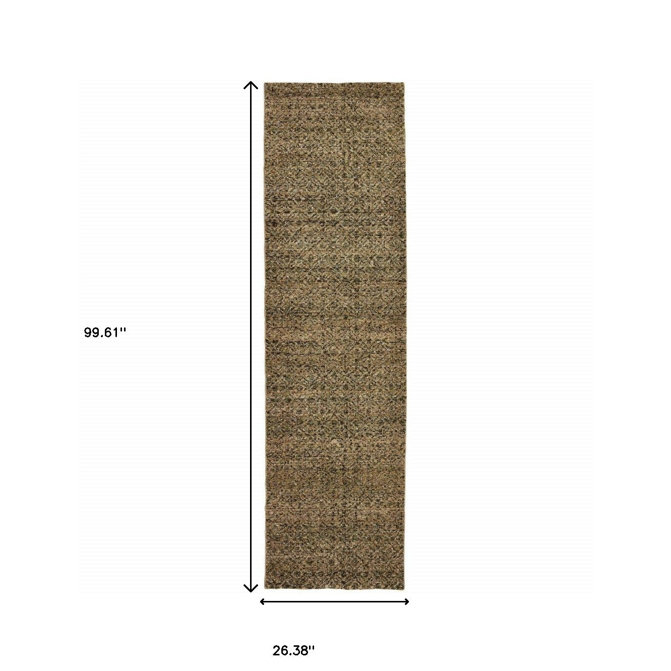2' X 8' Brown Gold Rust Blue And Green Geometric Power Loom Stain Resistant Runner Rug