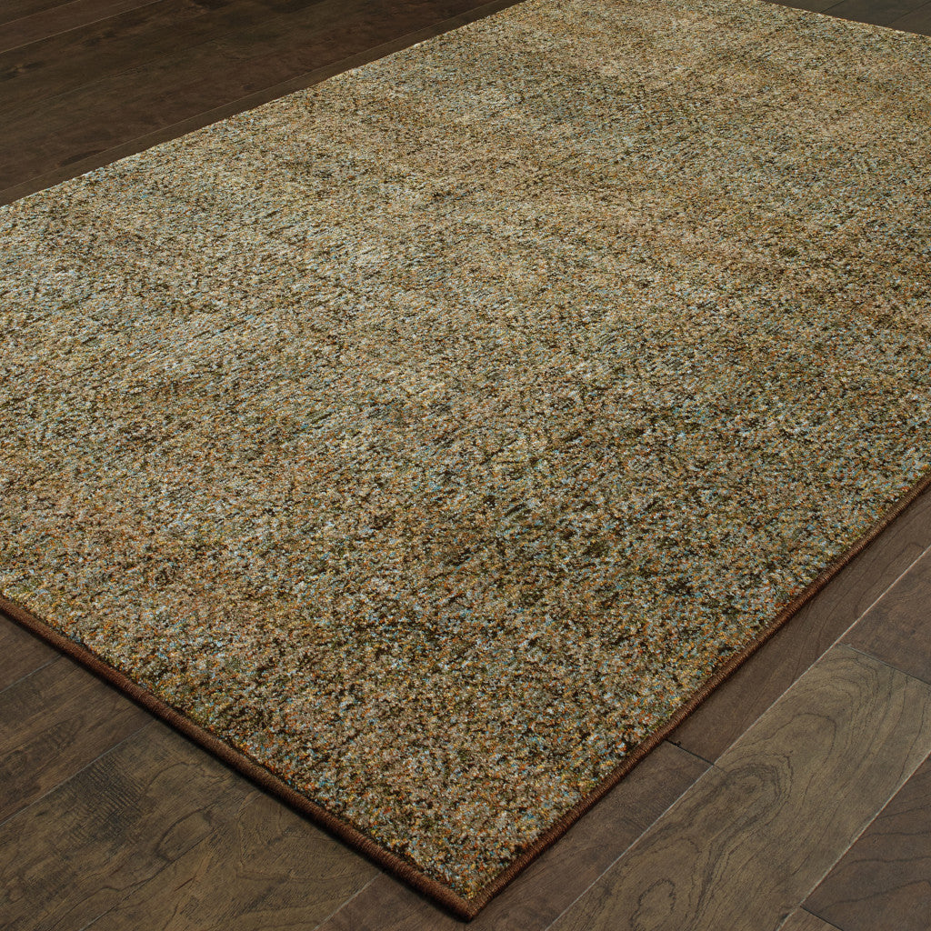 5' X 7' Brown Gold Rust Blue And Green Geometric Power Loom Stain Resistant Area Rug