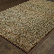 5' X 7' Brown Gold Rust Blue And Green Geometric Power Loom Stain Resistant Area Rug