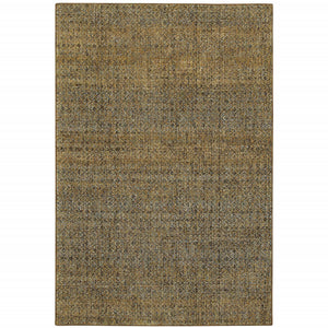 8' X 10' Brown Gold Rust Blue And Green Geometric Power Loom Stain Resistant Area Rug