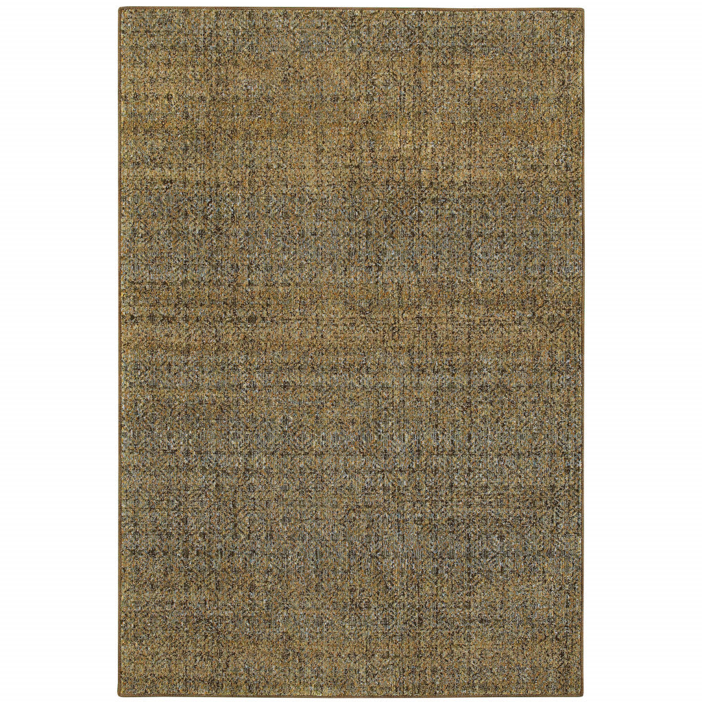 9' X 12' Brown Gold Rust Blue And Green Geometric Power Loom Stain Resistant Area Rug