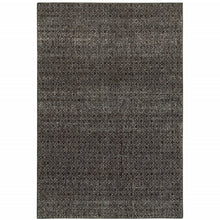 10' X 13' Charcoal Grey And Brown Geometric Power Loom Stain Resistant Area Rug