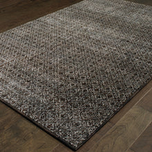 3' X 5' Charcoal Grey And Brown Geometric Power Loom Stain Resistant Area Rug