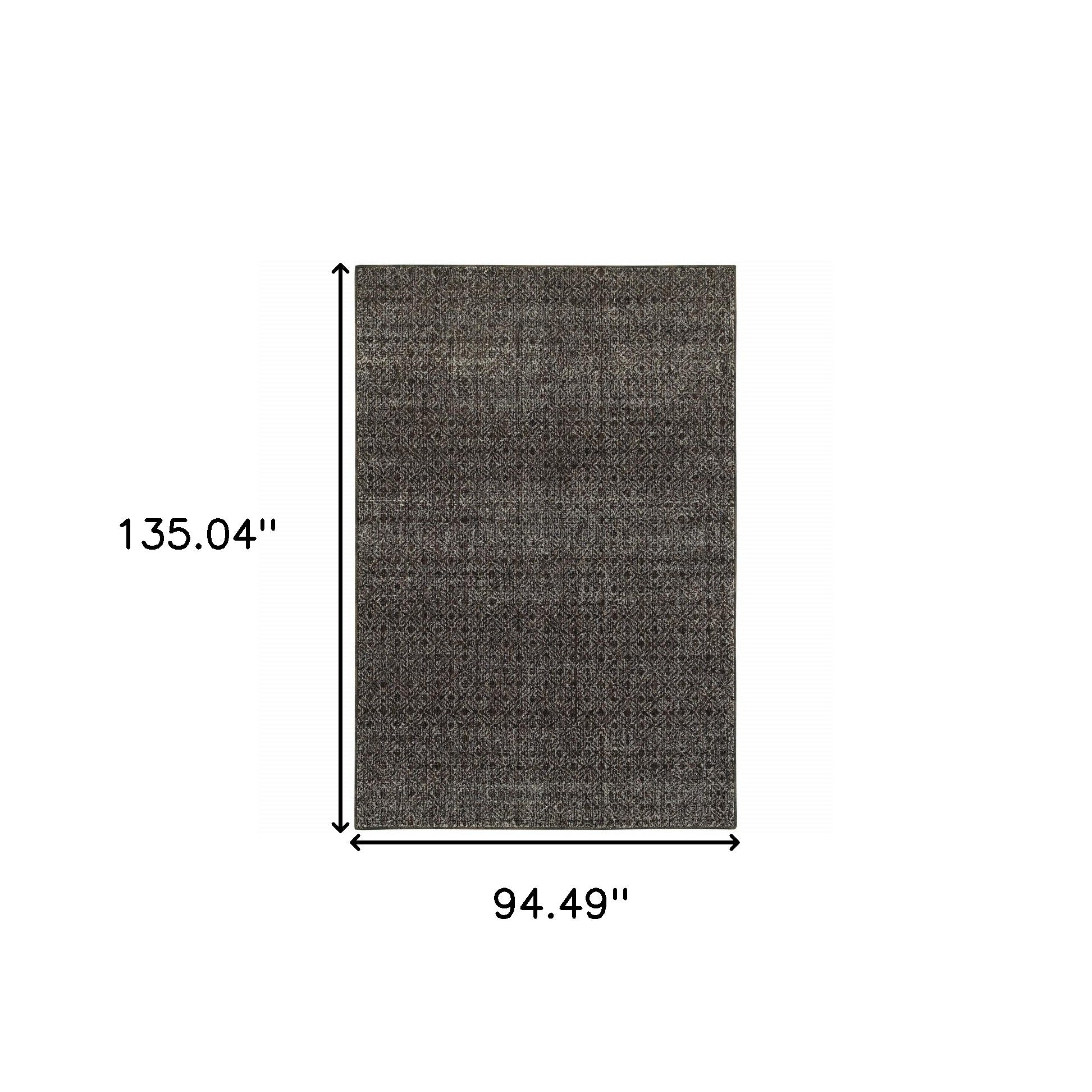 8' X 10' Charcoal Grey And Brown Geometric Power Loom Stain Resistant Area Rug
