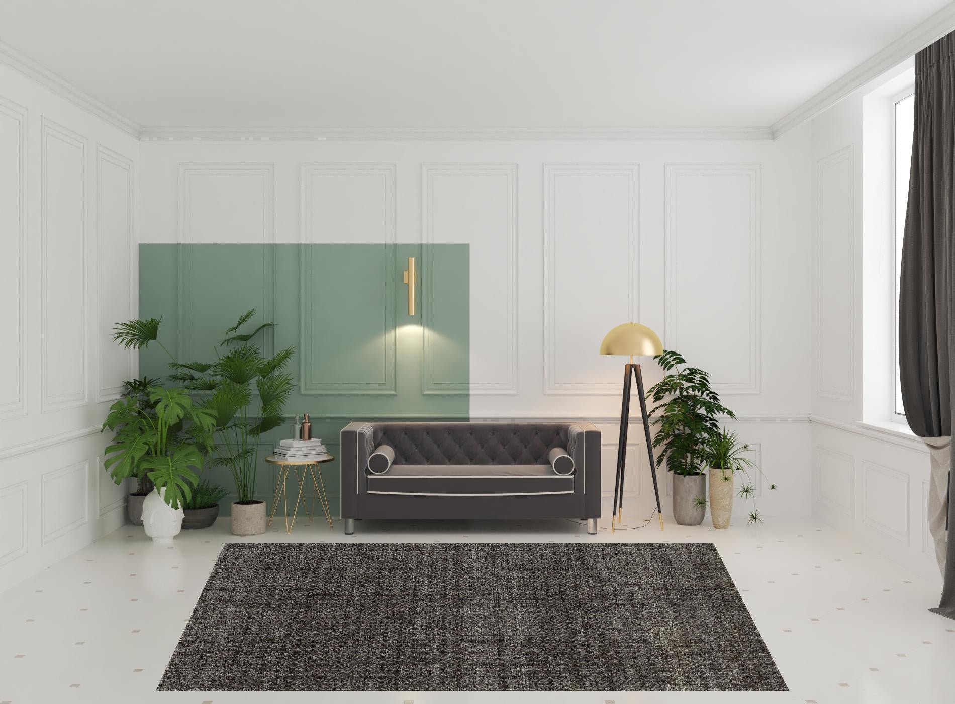 8' X 10' Charcoal Grey And Brown Geometric Power Loom Stain Resistant Area Rug